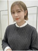 ハイトーンカラーラテグレージュぱっつんボブA12上尾10代20代!