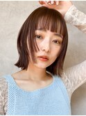 レイヤーボブ姫カットフルバング切りっぱなしボブ外ハネ