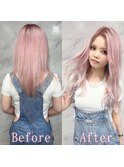 ホワイトピンクカラー#シールエクステ#ホワイトピンク#美髪#大須