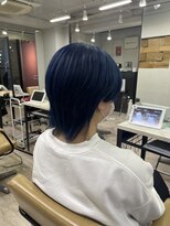 アジールヘア 所沢プロペ通り店(agir hair)&nbsp;エアリー美髪ケアブリーチウルフネイビーブルー練馬所沢韓国