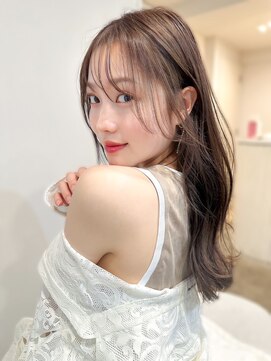レア 表参道(L'ea) くびれヘアアプリコットオレンジ夏ヘアハイライトカラー