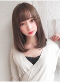 流し前髪小顔顔まわりカットミディアムレイヤーボブ20代30代40代