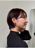 20代30代ミニボブ前髪あり前髪なし顔周りレイヤーカットオリーブ
