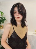 レイヤーミディアム/かきあげヘア/透明感カラー/20代30代