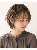 白髪ぼかし脱白髪染め似合わせショートボブ40代50代60代