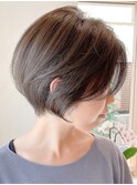 20代30代前髪あり丸みくびれ前下がりショートボブ1【鎌倉】