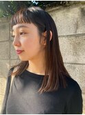 切りっぱなしヘア/ショートバング/髪質改善/オン眉/ストレート
