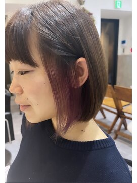 フルール(Fleur) 恵比寿 大人韓国風 インナーカラー ミニボブ