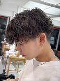 波巻きパーマメンズツイストスパイラルパーマツーブロック