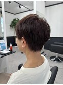 くびれショート前髪あり30代40代愛されショートマロンベージュ
