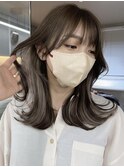 韓国ヘアグレージュカラーブリーチ無し髪質改善イヤリングカラー