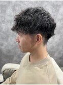 スパイラルパーマ×刈り上げマッシュ
