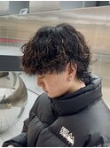 緩め波巻きスパイラルパーマボブウルフ渋谷メンズフェザーパーマ