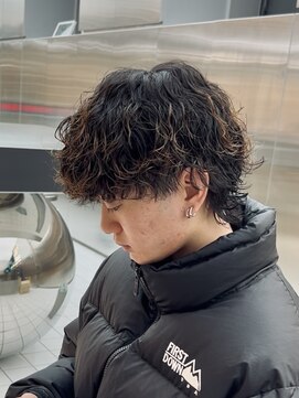 フィフスパーク(fifth PARK) 緩め波巻きスパイラルパーマボブウルフ渋谷メンズフェザーパーマ
