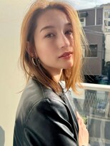 【MINX】くびれヘアアプリコットオレンジハイライトカラー_銀座