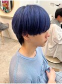 メンズヘアショートウルフカット韓国マッシュブルーカラー本厚木