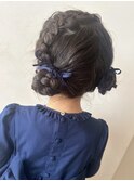 キッズ編み込みカチューシャ風アレンジ◎×お団子
