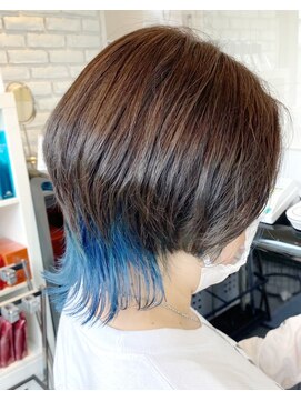 ディフィーノ 青山(DIFINO) 【DIFINO 青山】ショートウルフ×インナーカラー★ターコイズ