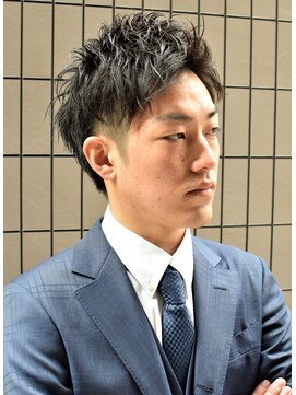クオンヒール(QUON HEAL) 七三アップバングニュアンスパーマピンパーマテーパーフェードn