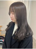 赤み消しカラーグレージュ*ゆる巻きロング透明感カラー/明大前