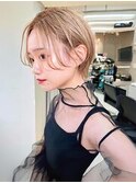 ニュアンスショート前髪パーマ　黒髪　マッシュショート