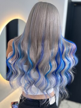 ラピス 福岡天神店(Lapis) ホワイトアッシュシルバーブルーハイライトメッシュ