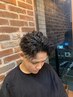 men'sカット+波巻きパ-マ+4stepトリ-トメント+眉毛+シェ-ビング(90分)[神田]