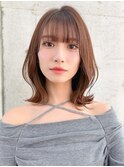 ラテグレージュ顔周りレイヤーボブ韓国巻き結べるレイヤーカット