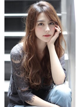 クーエフー(coo et fuu) 20代30代40代デジタルパーマとろみ感ロングオレンジベージュ