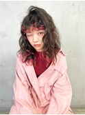 暖色裾カラーミディアムロングパーマ
