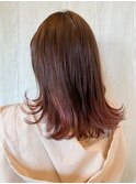 ピンクべージュグラデーションカラー×ロングスタイル