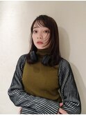 顔まわりレイヤー ダークカラー レイヤーカット 流し前髪【Riku