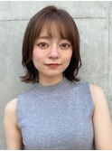 前髪 アンブレラカラー こなれミディ イメチェン ウェーブパーマ