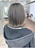 ミニウルフチェリーブラウンブリーチなしショートボブ前髪/横浜
