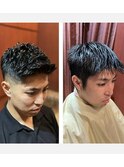 銀座理容室 BeforeAfter アイロンパーマ フェード