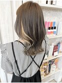 福山市美容室Caary コントラストインナーハニーベージュカラー