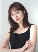 前髪 こなれミディ イメチェン ミディアム 外ハネ ベージュ
