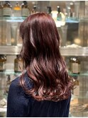 秋色ワインレッド◎大人韓国風ロング巻き髪20代30代
