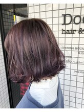 ヘアーアンドライフ ドア(hair&life Door) パールアッシュ×パープルハイライト×切りっぱなしボブ