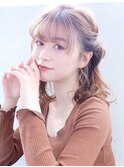 ツインくるりんぱ_ココアブラウンフリンジウェーブ_27402