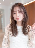 ミディアムレイヤー/大人可愛い/髪質改善/シースルーバング