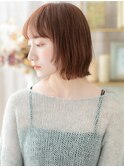 韓国風ベージュピンク外ハネ透け感ミニボブa上尾20代30代40代