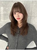 大人可愛い小顔レイヤー似合わせオリーブベージュ