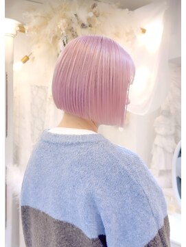 ホワイトピンク/ピンク/ペールピンク/ボブ/ケアブリーチ