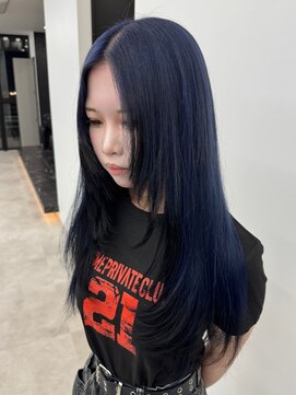 ラピステン 福岡天神 大名店(Lapis) ネイビーブルー/ブリーチ1回/エクステロング