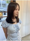 透明感カラーチョコブラウンレイヤーカット