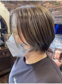 大人女子の透けハイライト＆インナーショート