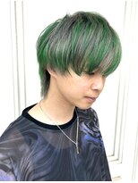 グラスペディア(graspedia)&nbsp;グレー×グリーンメンズウルフ【広島派手髪】【広島ウルフ】