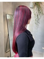 テトヘアー(teto hair) ロングヘア ピンクへカラー デザインカラー ローライト