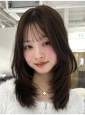 ハイライトカラーミルクティーベージュレイヤーカット